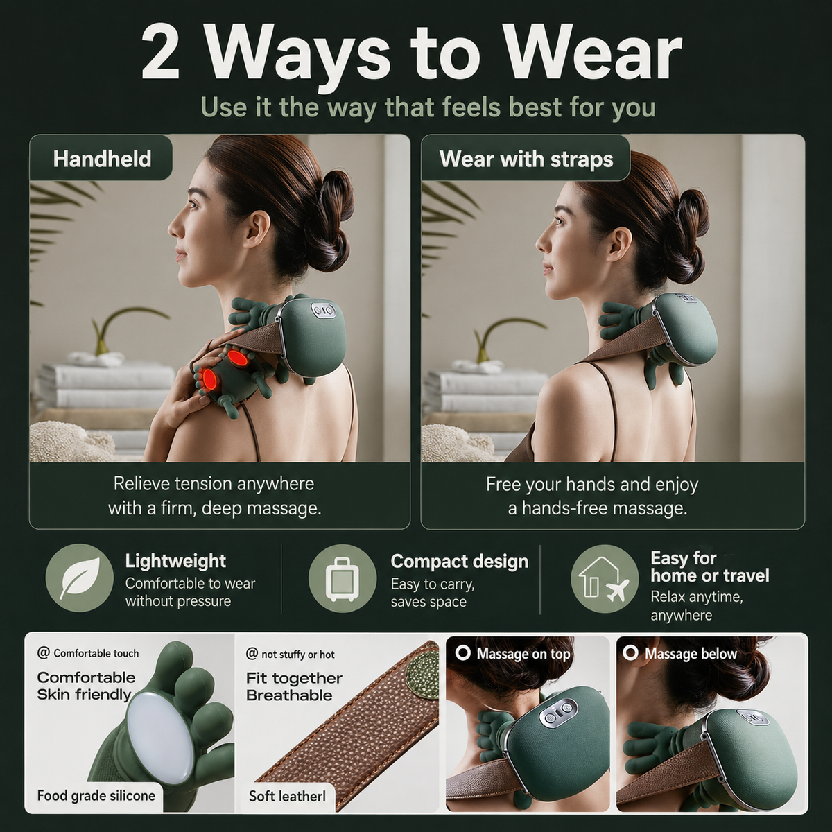 Wireless Shoulder Neck Massager with Heat Therapy