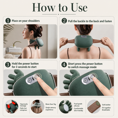 Wireless Shoulder Neck Massager with Heat Therapy