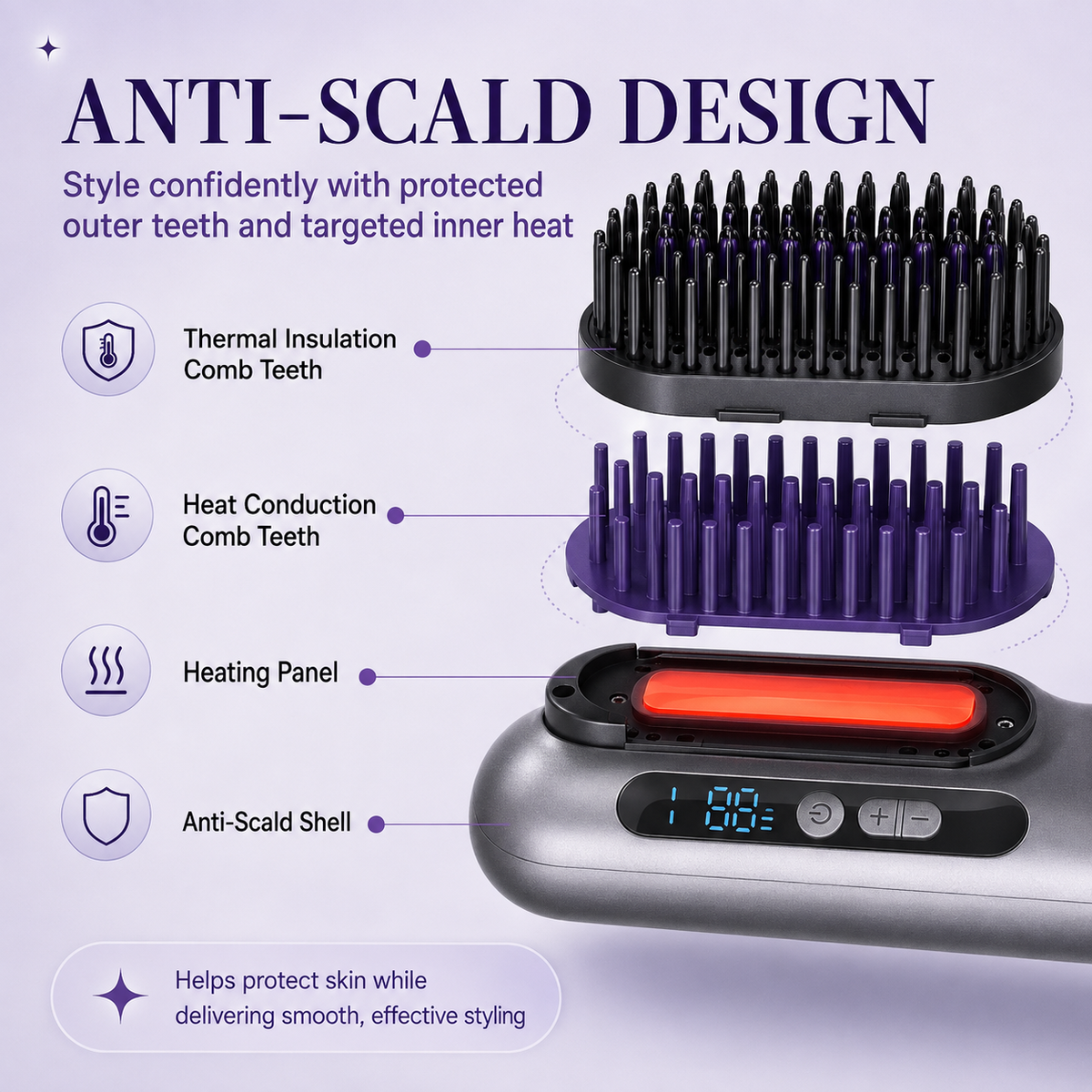 2 in 1 Cordless Hair Straightener Brush