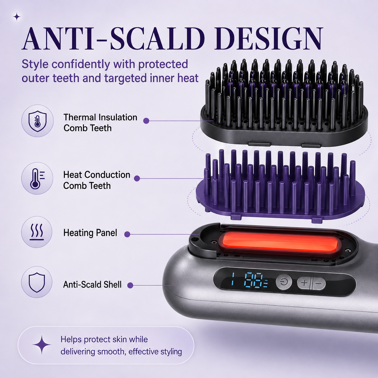 2 in 1 Cordless Hair Straightener Brush