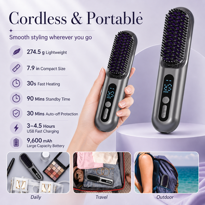 2 in 1 Cordless Hair Straightener Brush
